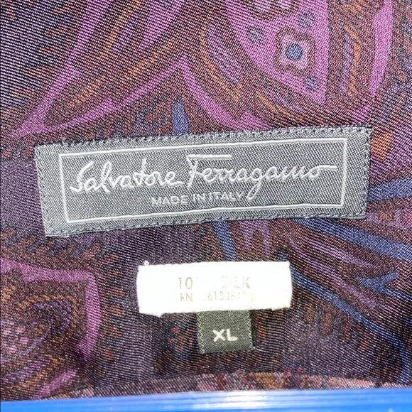 Salvatore Ferragamo Purple Paisley Dress Shirt - Picture 2 of 14